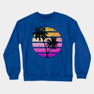 Distressed Style Synthwave Sunset design Crewneck Sweatshirt